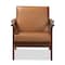 Baxton Studio Bianca Mid-Century Modern Walnut Brown Finished Wood and Tan Faux Leather Effect Lounge Chair 190-11392-ZORO - alternate 5